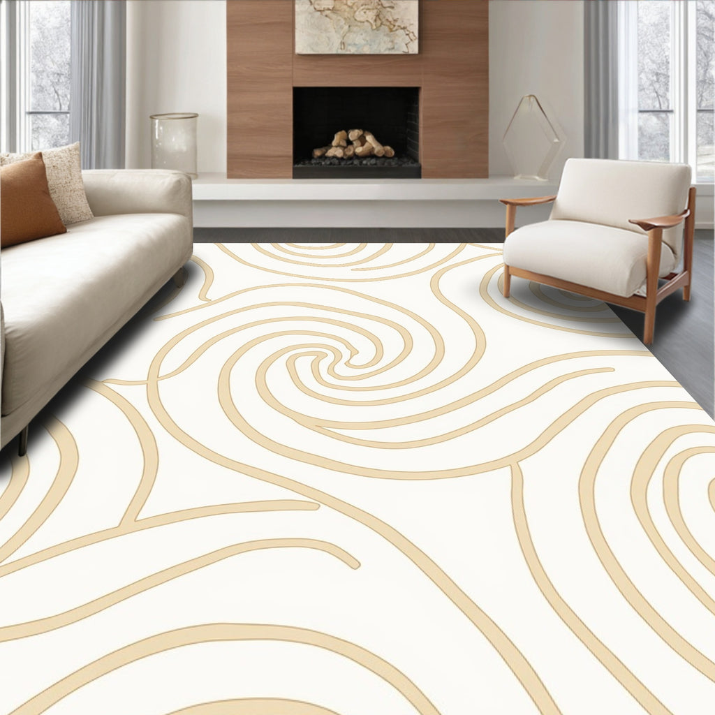 Neutral Swirl Flowing Abstract Rug