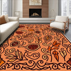 Terracotta Autumn Leaves Swirls Rug