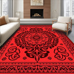 Crimson Scarlet Intricate Floral Medallion Rug