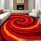 Fiery Red Swirling Spiral Rug