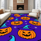 Spooky Orange Jack-o-Lantern Witch Hat Rug