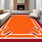 Crimson Orange Geometric Frame Rug