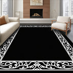 White Organic Flourish Border Rug