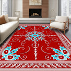 Red Sky Blue Starburst Floral Accents Rug