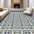 Navy Blue Interlocking Geometric Lattice Rug