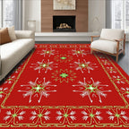 Crimson red With Starburst Accents Rug