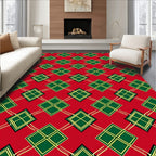 Classic Red Green Diamond Lattice Rug