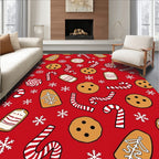 Red Gingerbread Candy Snowflake Medley Rug
