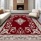Crimson White Vintage Floral Medallion Rug
