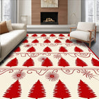Red Pine Tree Holiday Border Rug