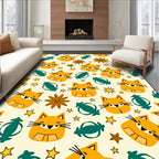 Whimsical Orange Cat Starburst Scattered Rug
