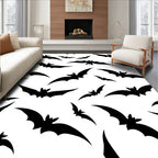 Dark Bat Silhouette Halloween Collage Rug