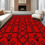 Bold Red Geometric Cross Motif Rug