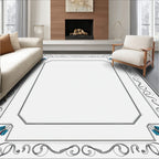 Art Nouveau Teal Yellow Floral Border Rug