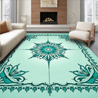 Teal Medallion Jewel Border Rug