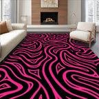 Hot Pink Swirl Black Abstract Rug