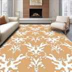 White Ornate Scrollwork Damask Rug