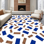Deep Blue Brown Rectangular Collage Rug
