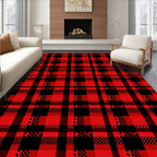 Bold Red Black Plaid Checkered Rug