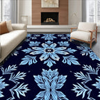 Light Blue Starburst Floral Medallion Rug