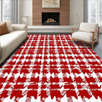 Classic Red Houndstooth Checkered Rug