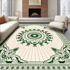 Dark Green Sunburst Mandala Medallion Rug