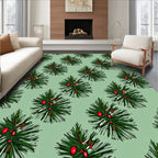 Green Pine Boughs with Red Berries Rug