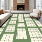 Sage Green Plaid Window Pane Rug