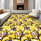 Whimsical Yellow Floral Abstract Rug
