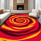 Crimson Yellow Swirling Vortex Rug