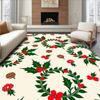 Festive Holly Wreath Floral Collection Rug