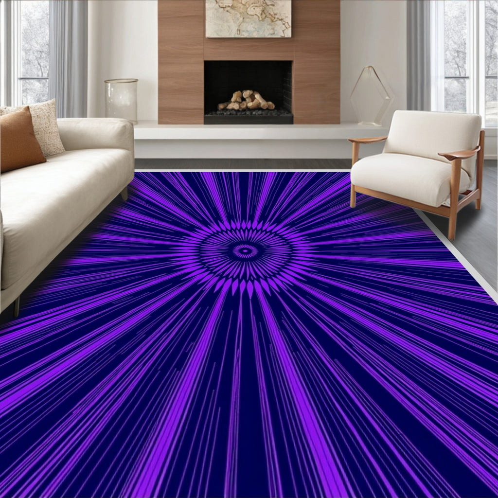 Vibrant Purple Sunburst Geometric Rug
