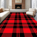 Red Black Plaid Traditional Check Rug