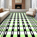 Light Green Black Plaid Stripes Rug