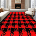 Chunky Red Black Buffalo Plaid Rug
