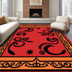 Bold Red Black Swirl Celestial Frame Rug