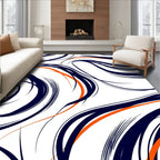 Chic Navy Orange Swirl Abstract Rug