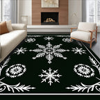 Winter White Snowflake Floral Borders Rug