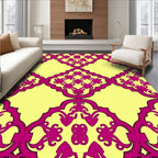 Vibrant Magenta Arching Filigree Yellow Rug