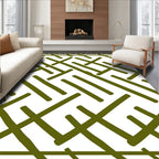 Olive Green Intersecting Lines Texture Rug