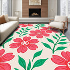 Red Blossom Green Leaf Garden Rug