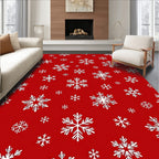 Festive Red Snowflake Scatter Rug