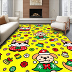 Christmas Dogs Yellow Polka Dot Companions Rug