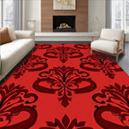 Crimson Red Damask Flourish Rug