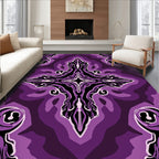 Deep Purple Abstract Floral Mandala Rug