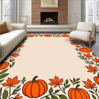 Autumn Leaf Pumpkin Border Rug