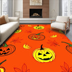 Orange Jack-o'-lantern Pumpkin Leaves Rug