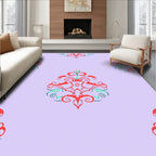 Crimson Coral Swirl Botanical Medallion Rug