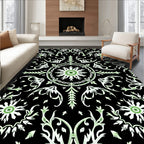 Black and White Floral Medallion Rug