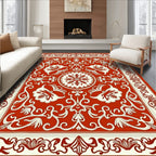 Scarlet Cream Floral Medallion Border Rug